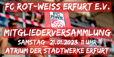 Angepasste Tagesordnung für die Mitgliederversammlung des FC Rot-Weiß Erfurt e.V.